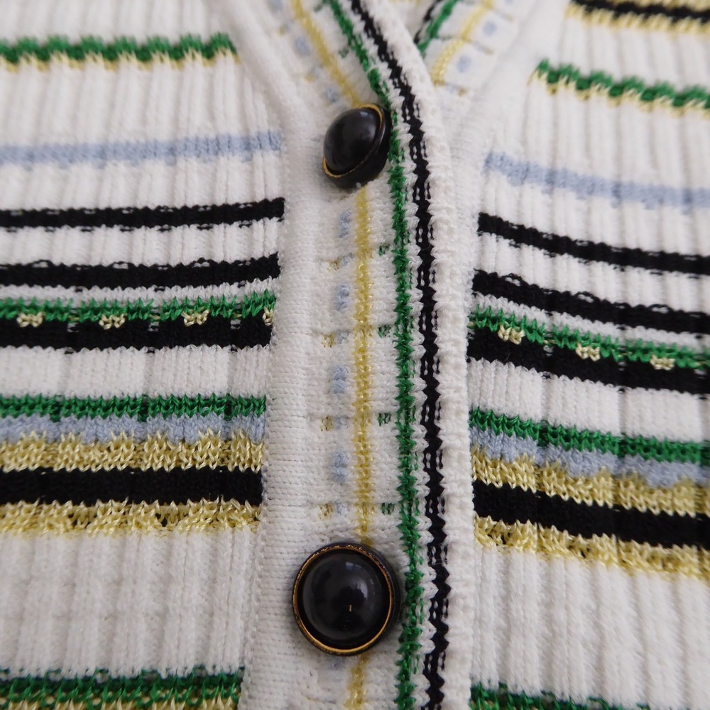 Veronica Beard Womens Varia Cardigan White Multi Metallic Stripe Ribbed Knit XS - Picture 4 of 11